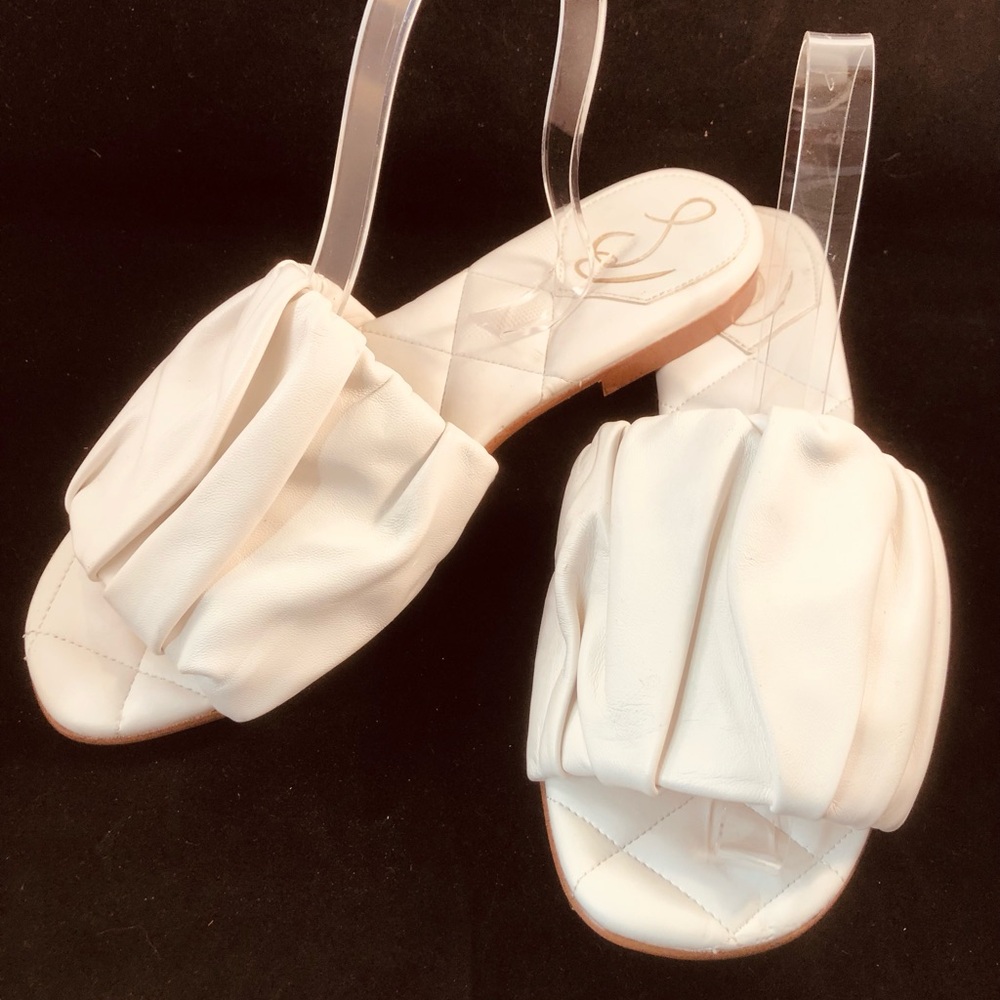 Sam Edelman White Ruched Slide Sandals